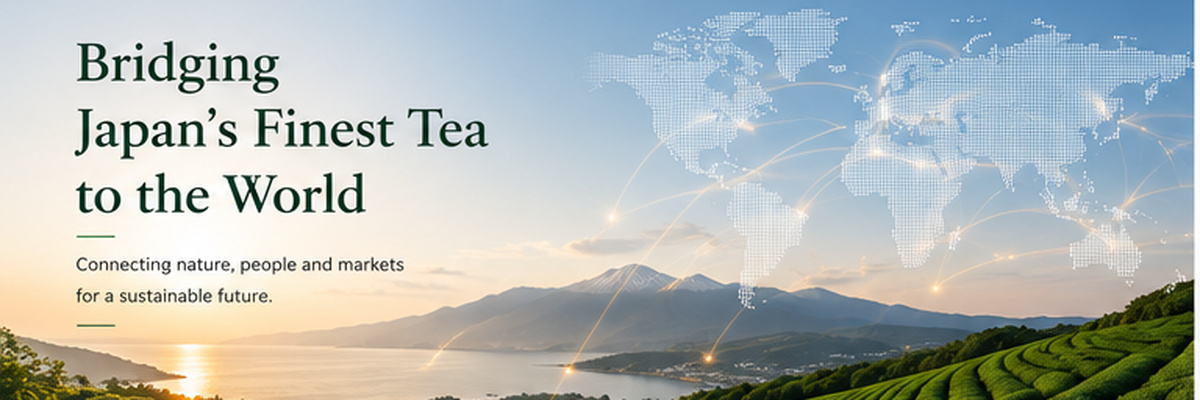 Japanese tea connected with selected international markets and national flags