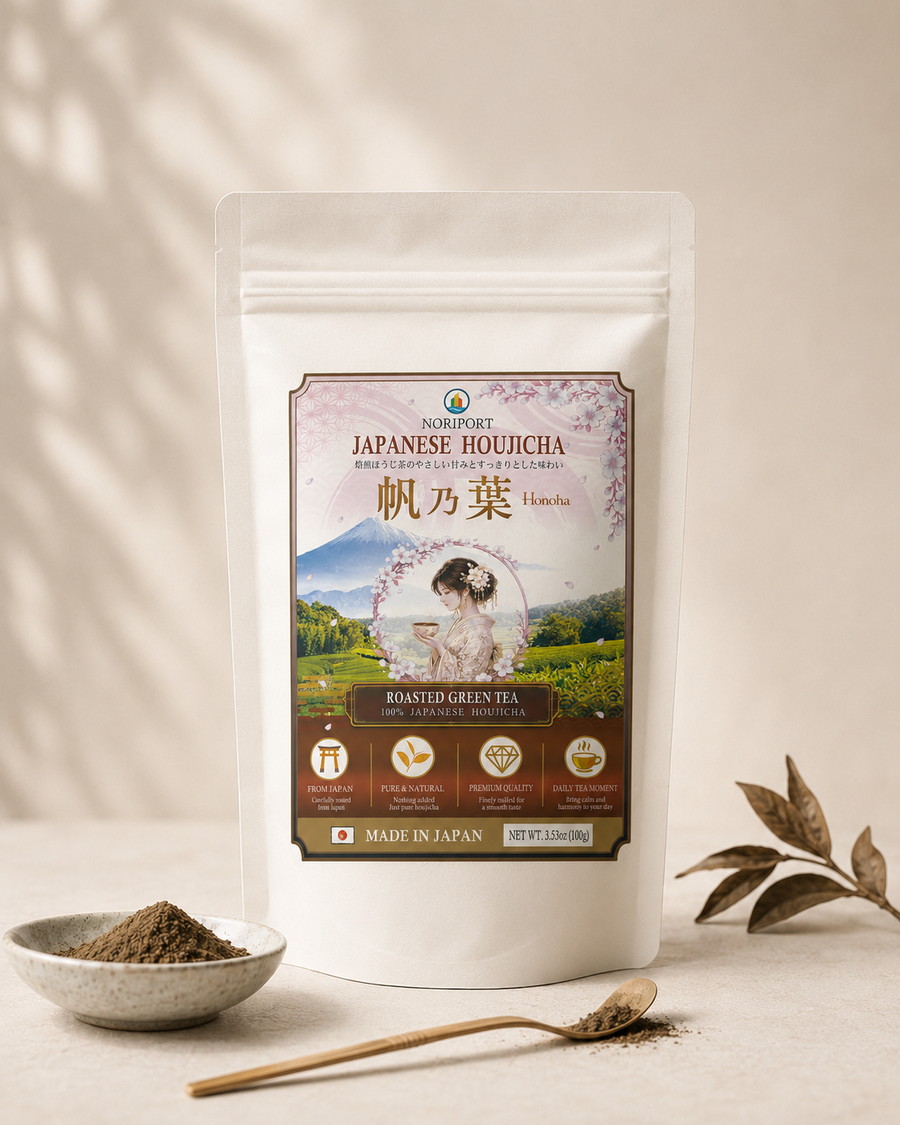 HONOHA Yame hojicha powder package presentation